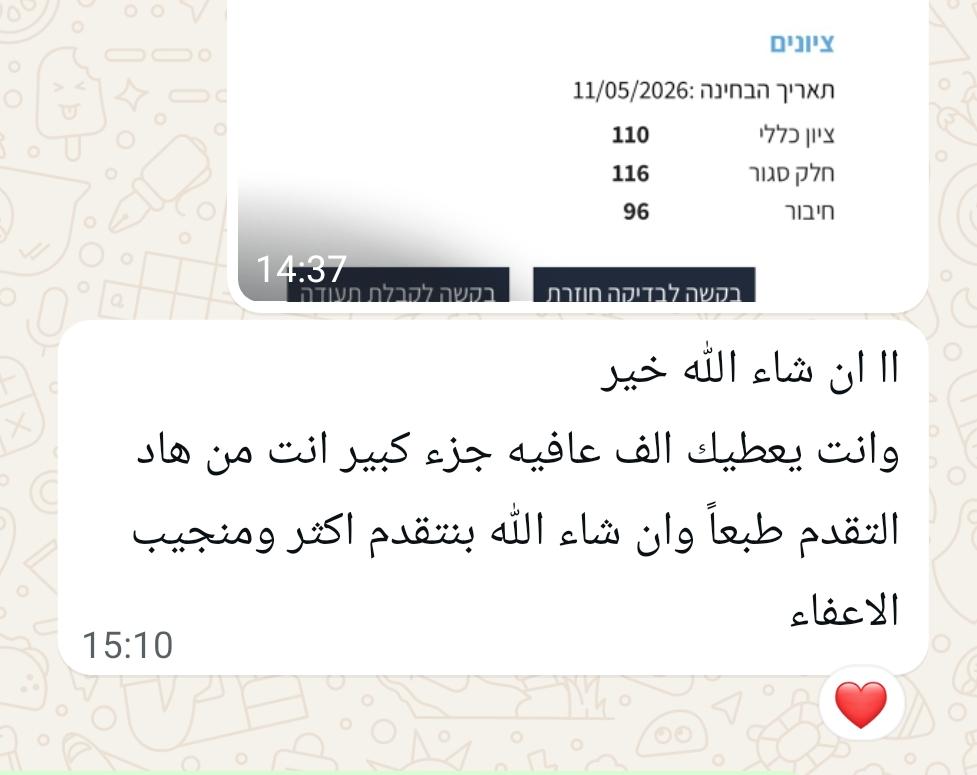 لقطة شاشة من نتائج وتجارب الطلاب في التحضير لامتحان ياعيل نت — 16