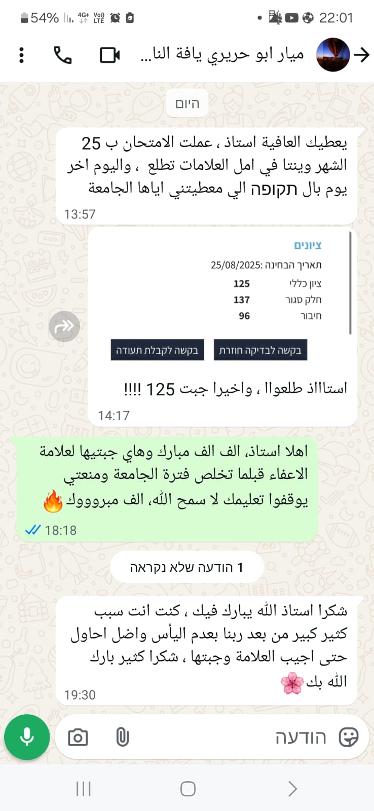 لقطة شاشة من نتائج وتجارب الطلاب في التحضير لامتحان ياعيل نت — 35
